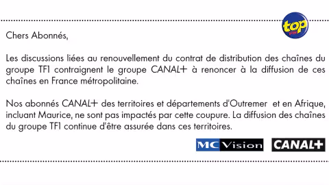 Canal + Maurice affirme la diffusion des chaînes du groupe TF1 ne sera pas affectée à Maurice