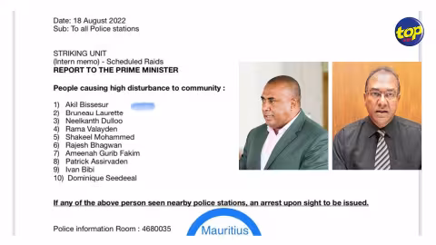 Après l’arrestation d’Akil Bissessur par cette unité : Bruneau Laurette publie une liste de personnes qui seraient dans le viseur de la Striking Team… l’inspecteur Shiva Coothen parle de « faux document »