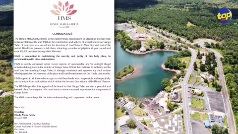 Le Hindu Maha Sabha s’inquiète sur des activités illégales présumées dans la région de Ganga Talao