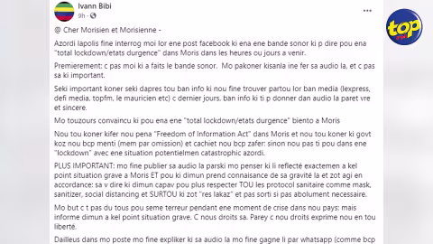 La charge de ‘breach of ICTA’,retenue contre Ivann Bibi,rayée en cour : « j’avais spécifié que les informations dans le poste n’étaient pas vérifiées, » s’exclame l’activiste