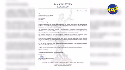 Restrictions imposées par la police dans le cadre de la comparution de Yogida Sawminaden : « Il n’est pas trop tard vous pouvez toujours revoir votre décision au nom des principes sacro-saints de libre accès à la cour et à la justice », écrivent les Avengers au Commissaire de police