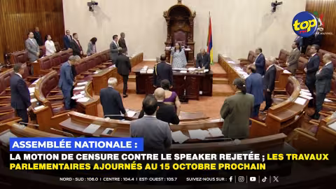 Assemblée nationale : la motion de censure contre le speaker rejetée ; les travaux parlementaires ajournés au 15 octobre prochain 