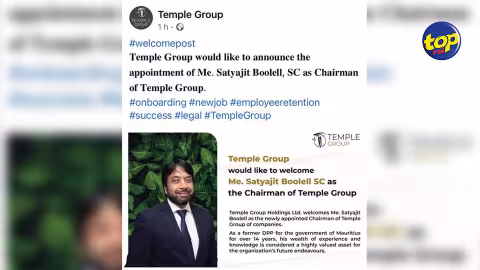 Après sa retraite en tant que DPP : Me. Satyajit Boolell ne chôme pas, il reprend du service comme Chairman du Temple Group