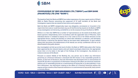 SBM dément toute ingérence dans les enquêtes internes