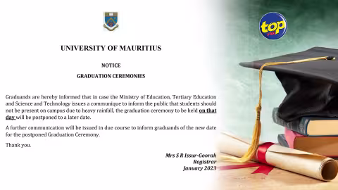 En raison des averses : La Graduation ceremony de l’UOM renvoyée
