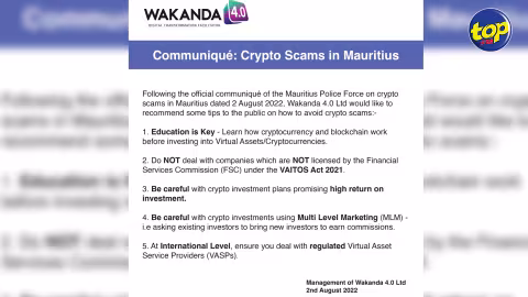 Cryptomonnaies : L’entreprise Wakanda 4.0 donne le public quelques conseils pour éviter tout arnaque…
