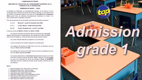 Éducation : L’exercice d’admission en grade 1 débute le 1er juin