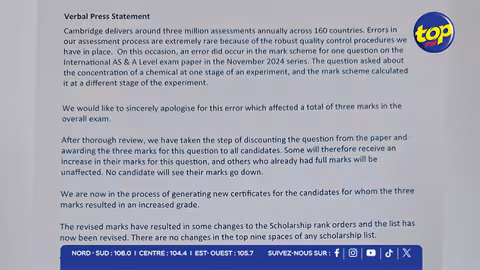 Cambridge reconnaît une erreur dans un examen tenu en novembre 2024