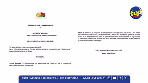 Crise institutionnelle à Madagascar : la Présidence dénonce une réunion illégale d’ex-députés