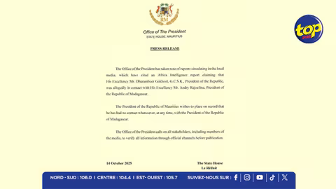 Rumeurs démenties : le Président de la République de Maurice, Dharambeer Gokhool pas en contact avec son homologue malgache