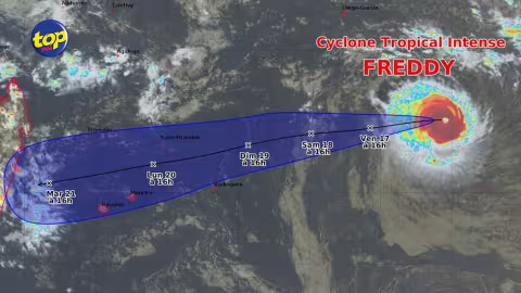 METEO : Le cyclone tropical intense Freddy s’approche des Mascareignes, et influencera le temps à Maurice en début de semaine prochaine