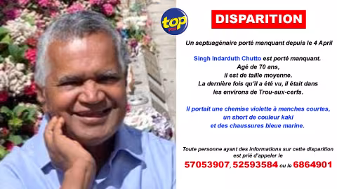 Disparition : Un septuagénaire porté manquant depuis le 4 April 
