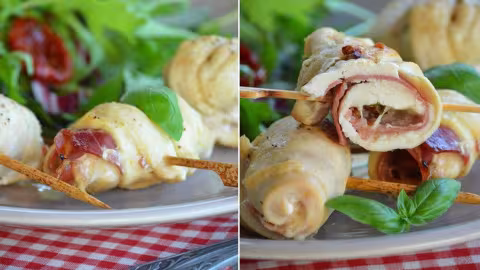 Recette : Involtini de poulet au pesto mozzarella et jambon
