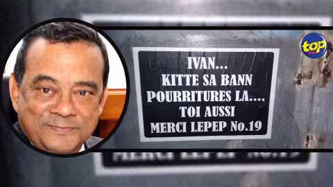 Au numéro 19: des affiches demandant à Ivan Collendavelloo de quitter le gouvernement placardées