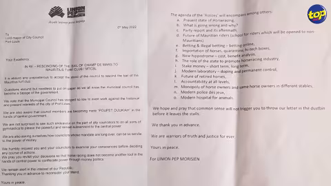 Dans une lettre au PM : Linion Pep Morisien réclame les Assises de l’hippisme