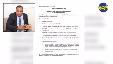 Nouveaux règlements sous la Quarantine Act: « Les travailleurs qui, pour des raisons personnelles ne veulent se faire vacciner, risquent de perdre leur emploi », déplore Rajen Narsinghen