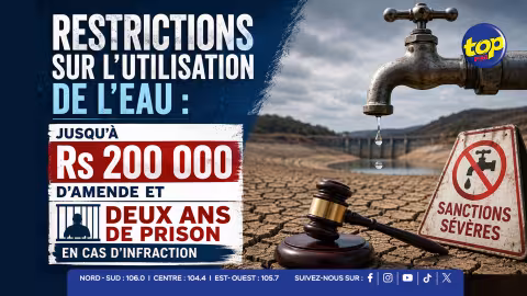  Restrictions sur l’utilisation de l’eau : jusqu’à Rs 200 000 d’amende et deux ans de prison en cas d’infraction 