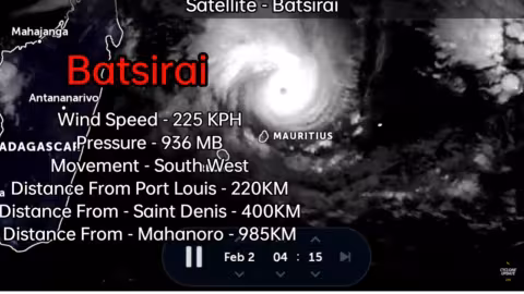Le super-cyclone Batsirai passera à 150 km de Maurice en fin de journée
