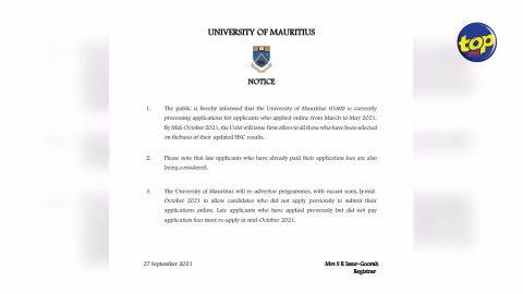 Université de Maurice : Le nouvel exercice d’inscription pour l’année académique 2021-2022 se tiendra à la mi-octobre