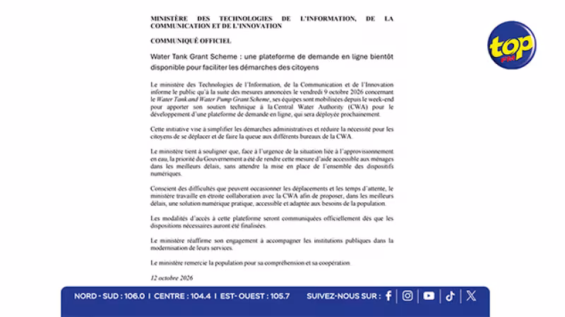 Water Tank Grant Scheme : les demandes bientôt accessibles en ligne 